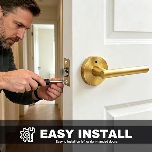 Privacy Door Handle with Lock (Matte Gold)