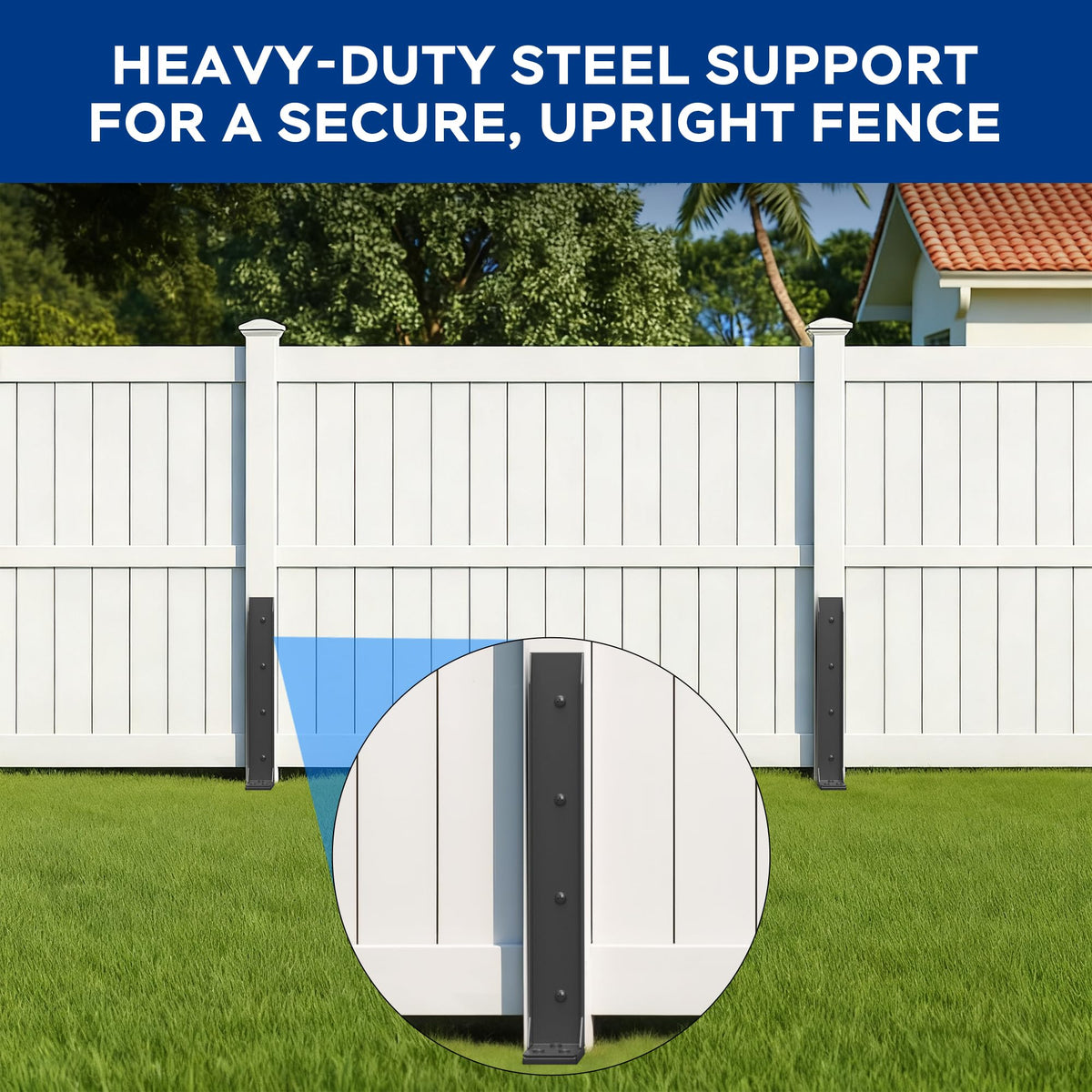 Fence Post Repair Kit for Leaning Fences (Black)