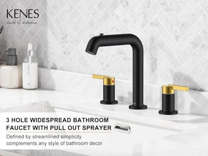 Widespread Bathroom Faucet with Sprayer