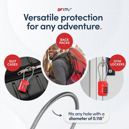 Luggage Locks TSA Accepted (Red 4-Pack)
