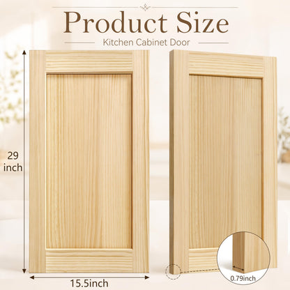 2 Pack Unfinished Pine Shaker Cabinet Doors 15.5" W x 29" H (15.5'' Wx29'' H)