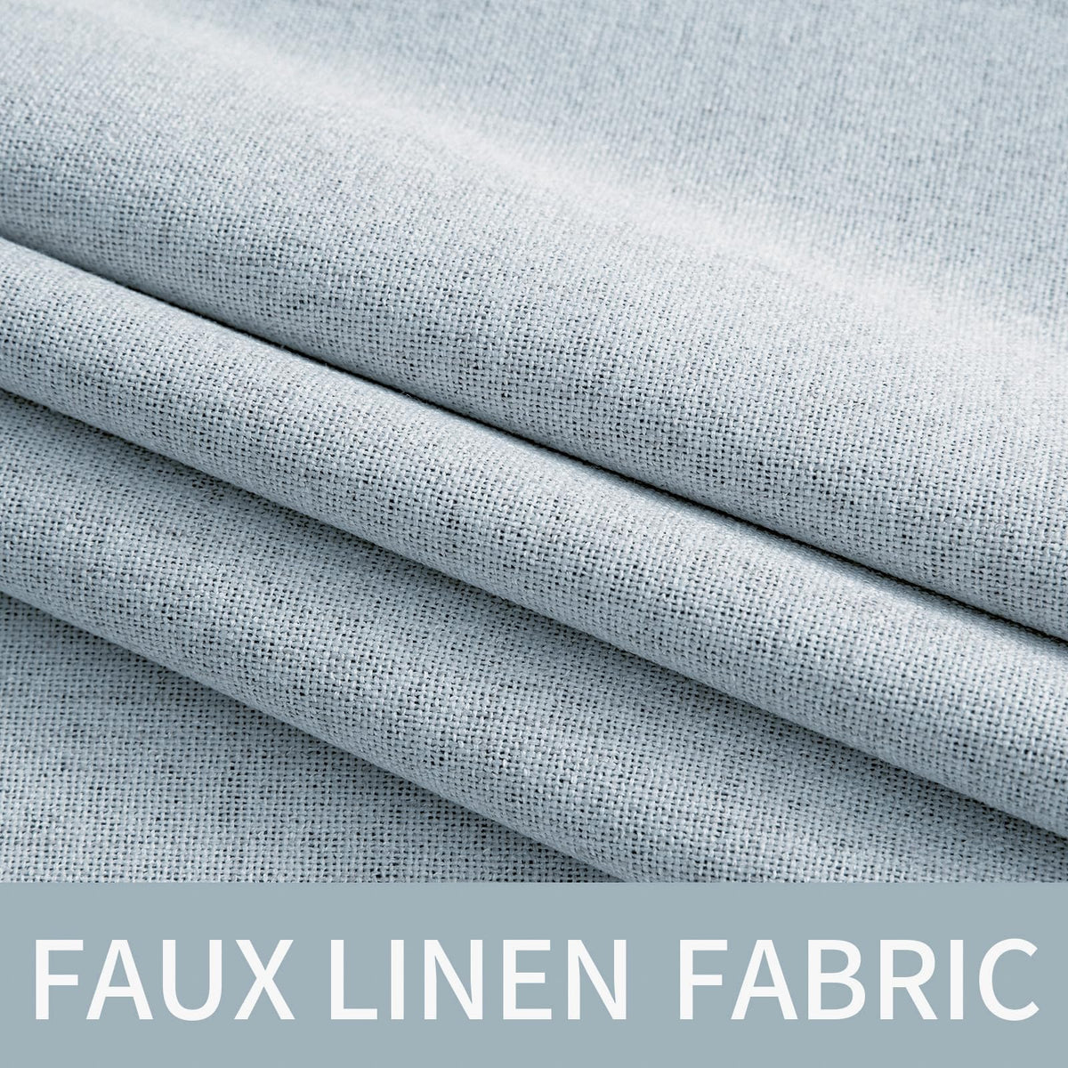 100% Blackout Linen Curtains for Bedroom 52x63 Inches Chambray Blue (Chambray Blue / 52"W x 63"L (Pack of 2))