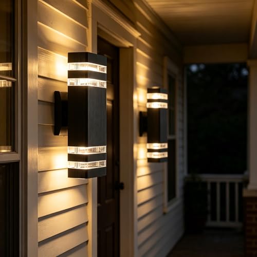 Exterior Lighting Fixtures Modern Porch Lights 4000K LED Outdoor Sconce Lights Wall Mount Black Garage Sconces Lamps for House Porch Patio Outside Yard