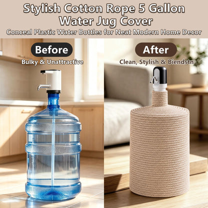 Woven Jute Water Jug Cover for 5 Gallon Bottles Water Dispenser (Khaki)