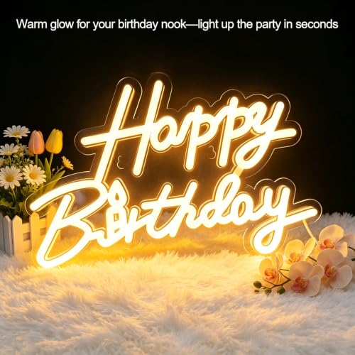Dimmable Happy Birthday Neon LED Sign for Backdrop