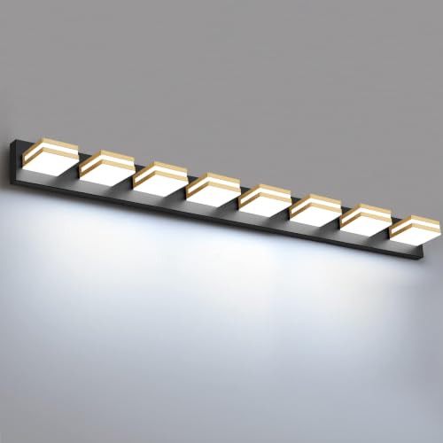 Bathroom Lights Fixtures Over Mirror (Black-Gold / 8-Light)