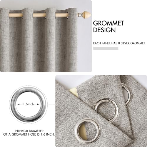 100% Blackout Linen Curtains for Bedroom 42x90 Inches Warm Taupe (Warm Taupe / 42"W x 90"L (Pack of 2))
