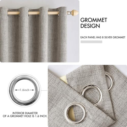 100% Blackout Linen Curtains for Bedroom 42x90 Inches Warm Taupe (Warm Taupe / 42"W x 90"L (Pack of 2))