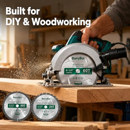 6-1/2" 5-1/2" TCT Circular Saw Blade Set, 24T & 60T,24T & 48T 2 Pack