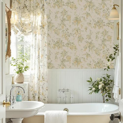 Flower Wallpaper Peel and Stick Watercolor Floral Self Stick Wallpaper Cabinet Contact Paper Boho Flower Self Adhesive Removable Wallpaper for Bedroom Decorative