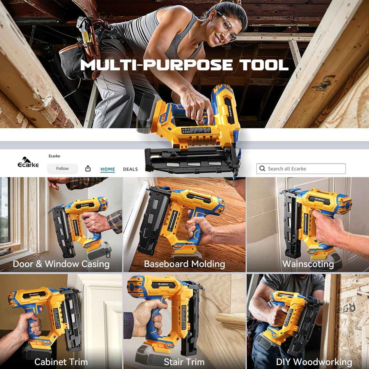 Finish Nailer 16 Gauge Compatible with Dewalt 20V Battery (Blue & Yellow)