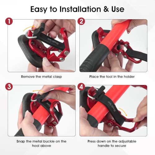 2 Pack Magnetic Shovel Holder for Truck (Red / 2 pcs)