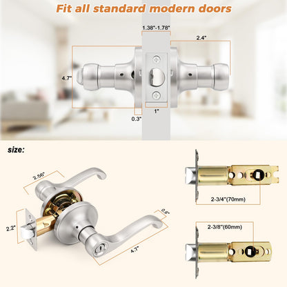 Scroll Privacy Door Lever 6 Packs (Satin Nickel)