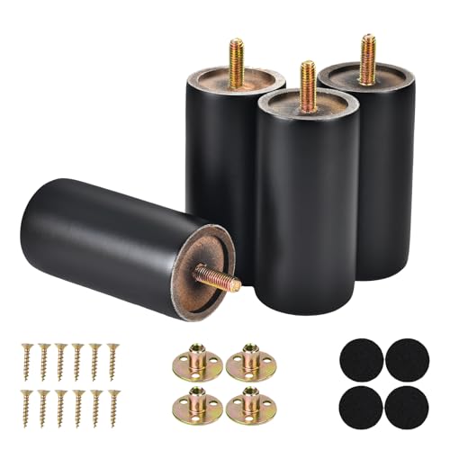 4 Inch Round Wood Furniture Legs Set of 4