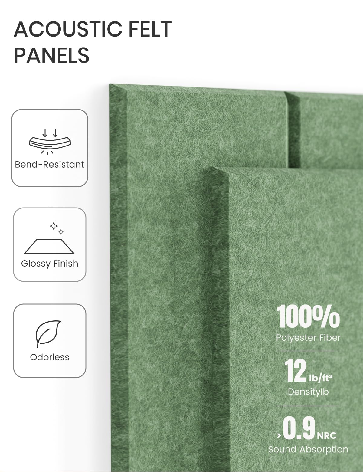 Felt Bulletin Board & Cork Board Alternative 36'' x 24'' (Christmas Tree Green-1 / Bold-stripe 6-pack)