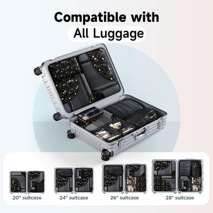 Packing Cubes for Travel (14 Black Flower)