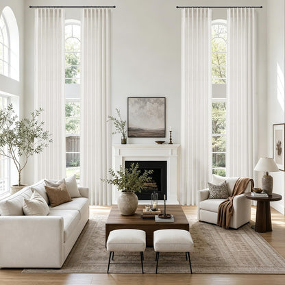 Natural Linen Curtains 216 Inches Long 2 Panels for Living Room (Natural / 50"W x 216"L (Pack of 2))