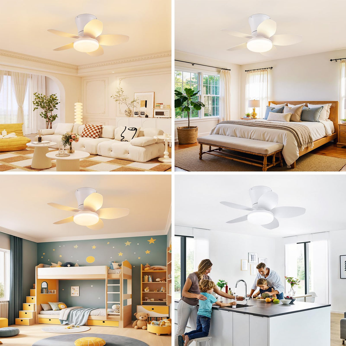 Small Ceiling Fan with Lights (White / 25 Inch)