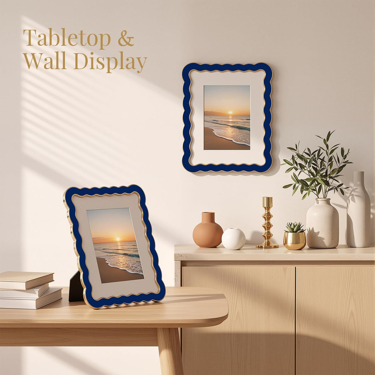 8x10 Scalloped Wavy Metal Picture Frame (Midnight Navy / 8x10)