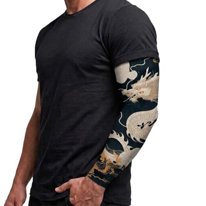 2 Pcs Clouds Dragon Tattoo Arm Sleeves (Dragon 3)
