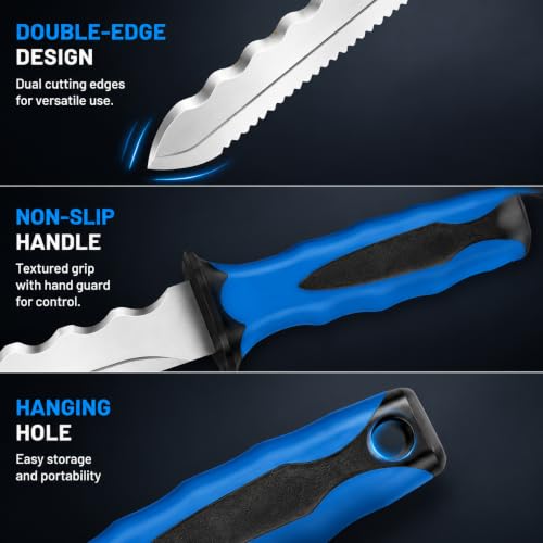 Double Side Serrated Insulation Knife (Blue / 11 IN)