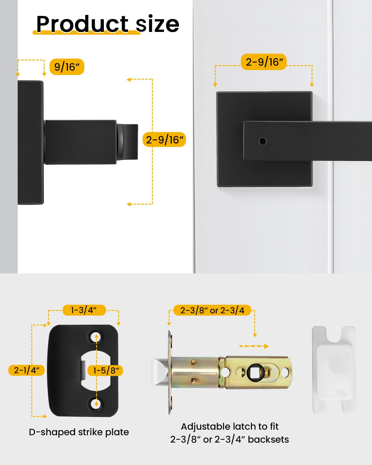 Matte Black Privacy Door Handles Interior (Matte Black)