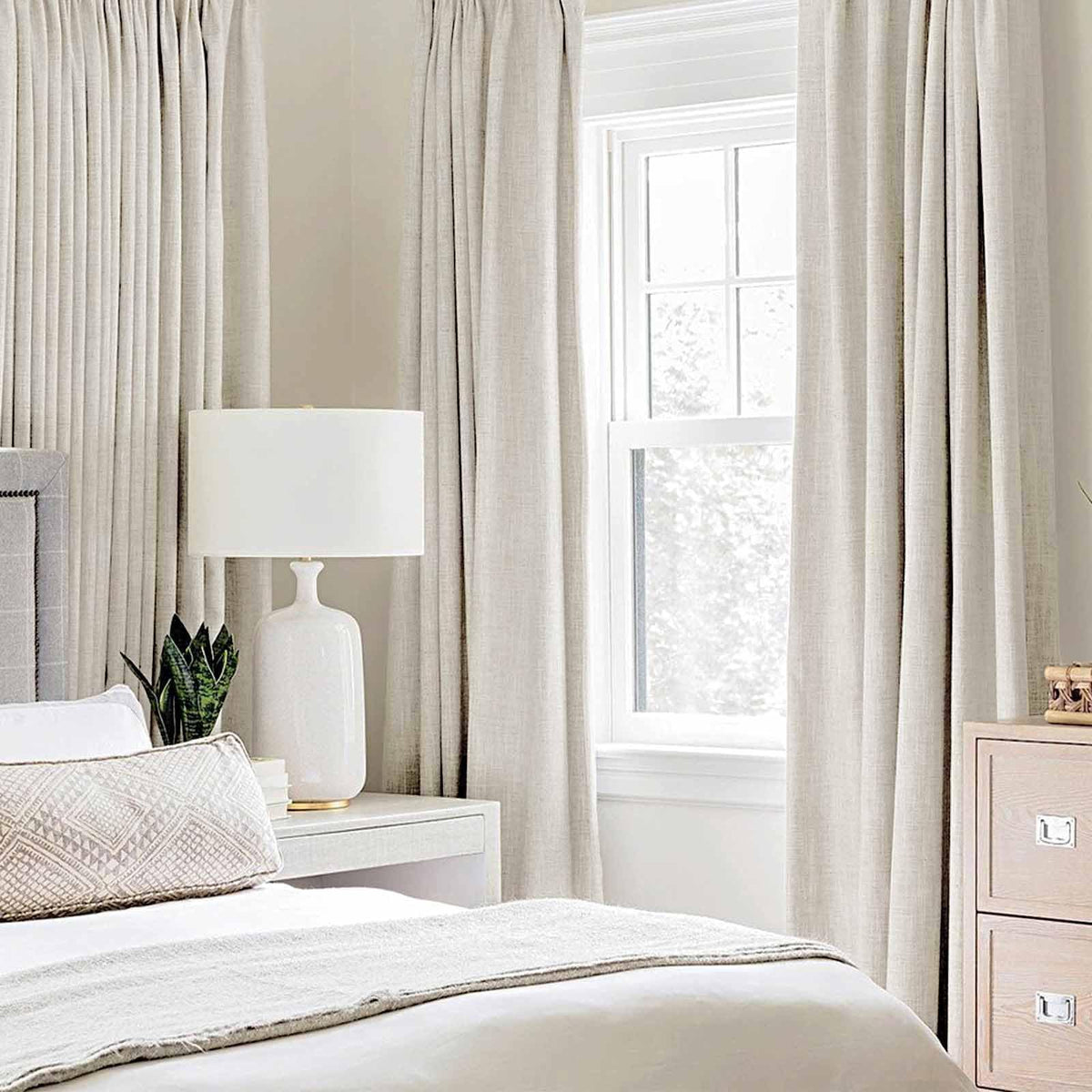 100% Blackout Linen Curtains for Bedroom 42x84 Inches Linen Beige (Linen Beige / 42"W x 84"L (Pack of 2))