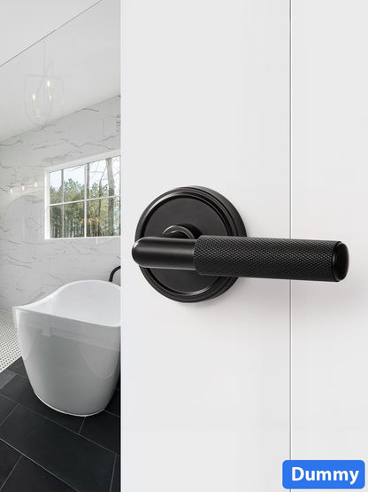Knurled Door Lever Black Double Dummy Door Handle (Black)
