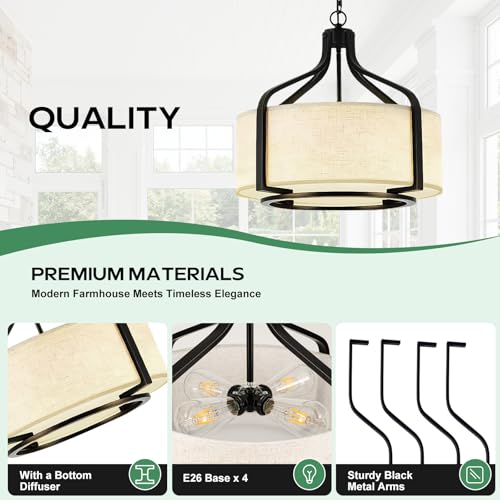 Linen Drum Chandelier