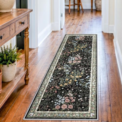 Washable Kitchen Runner Rug 2x6 (Black / 2x6)