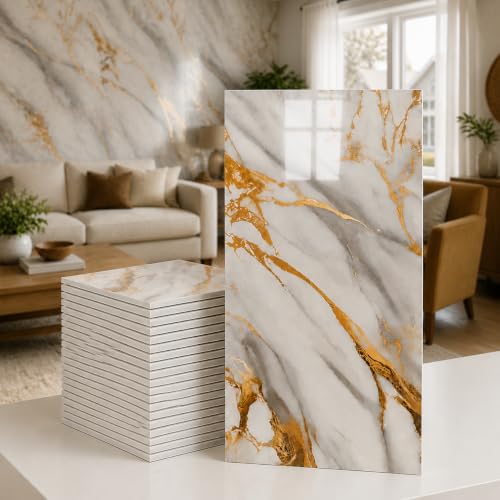 1 Pack Peel and Stick Marble Foam Wall Sticker