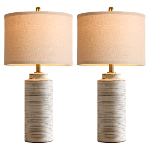 27" Vintage Ceramic Table Lamp Set of 2