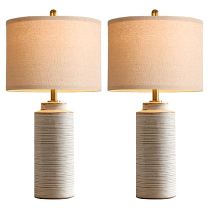 27" Vintage Ceramic Table Lamp Set of 2