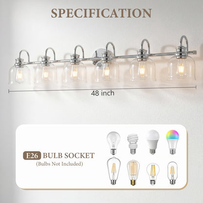 6 Lights 48" Bathroom Vanity Light Fixtures (Chrome / 6 Lights)