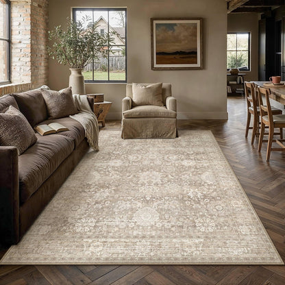 Area Rugs 5x8 Beige Vintage Rug for Living Room (Retro | Beige / 5' x 8' (Rectangular))