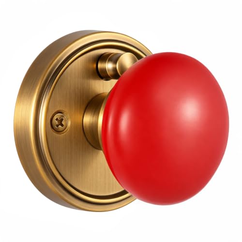 Porcelain Privacy Door Knob with Antique Brass Finish Base TC