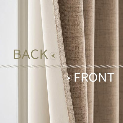 100% Blackout Linen Curtains for Bedroom 62x96 Inches Copper Brown (Copper Brown / 62"W x 96"L (Pack of 2))