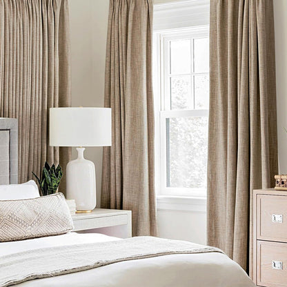100% Blackout Linen Curtains for Bedroom 52x92 Inches Copper Brown (Copper Brown / 52"W x 92"L (Pack of 2))
