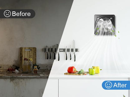 6-inch Wall-Mounted Kitchen Exhaust Fan with Switch, 382 CFM, Portable Installation, Suitable for Attic, Garage, Bathroom, and Basement Ventilation