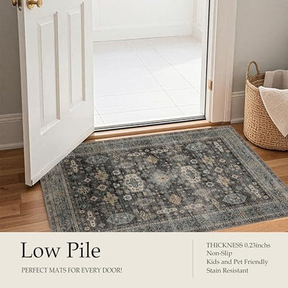 Washable Area Rug 5×7 for Living Room (Silver / 5' x 7' (Rectangular))