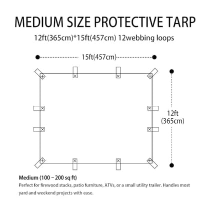 Black Tarps Heavy Duty Waterproof 12x15ft (Black / 12x15ft)
