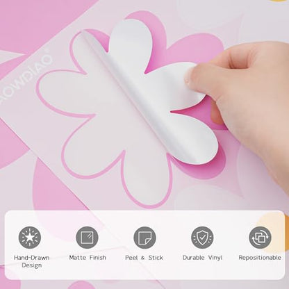 52 Pcs Large Pink Daisy Wall Decals (Pink)