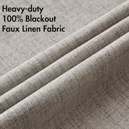 100% Blackout Linen Curtains for Bedroom 52x96 Inches Warm Taupe (Warm Taupe / 52"W x 96"L (Pack of 2))