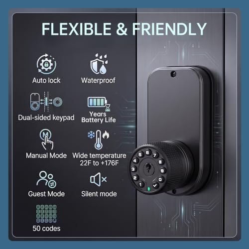 IU32 Double Sided Keypad Door Knob with Dual Cylinders and Key Alike