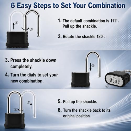 2 Pack 4.13 Inch Long Shackle Combination Lock