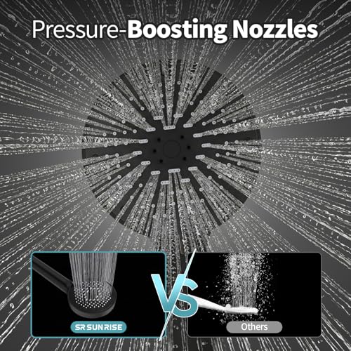 High Pressure Filtered Handheld Shower Head 9 Spray（4 filters） (2.5 Gallon Per Minute+4 Filters / Matte Black)