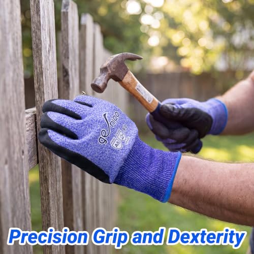 Cut Resistant Work Gloves With Grip for Men and Women ANSI 5 Safety Gloves for Gardening Fishing Cutting Construction