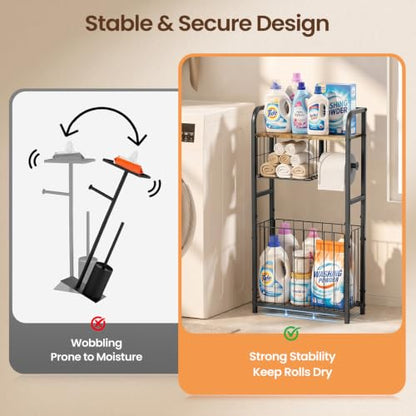 Freestanding Toilet Paper Holder Stand with Storage