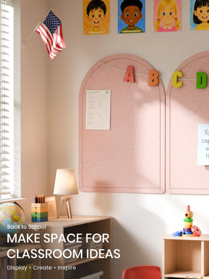Large Arched Felt Bulletin Board 35.4''×23.6'' (Pink)