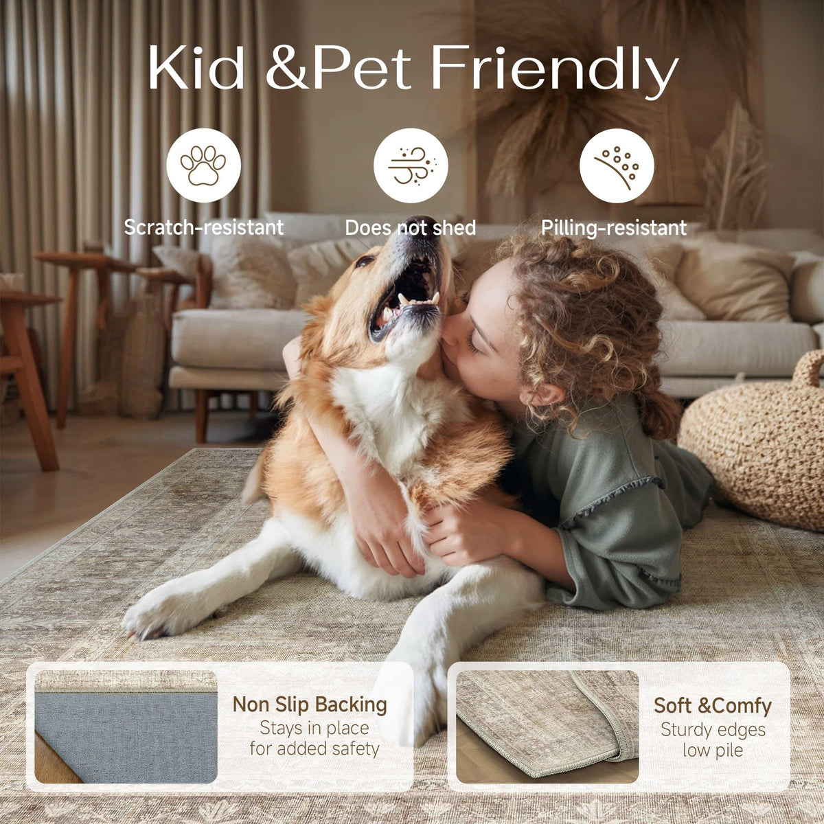 Beige Washable 2x3 Area Rugs for Entryway Hallway (Retro | Beige / 2' x 3' (Rectangular))